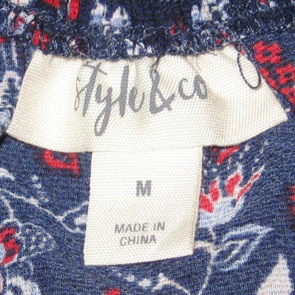 Style & Co Off Shoulder Dress Size M Navy Floral NWT - Picture 6 of 7